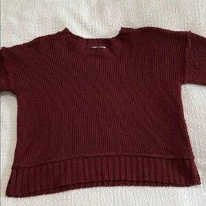 Pink Rose Maroon Crew Neck Sweater